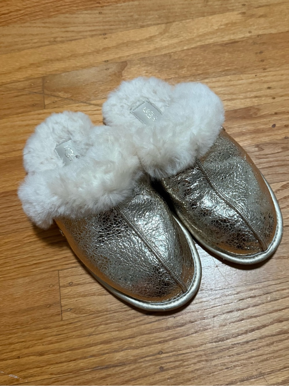 UGG Gold Metallic Slide Slippers, SZ 7